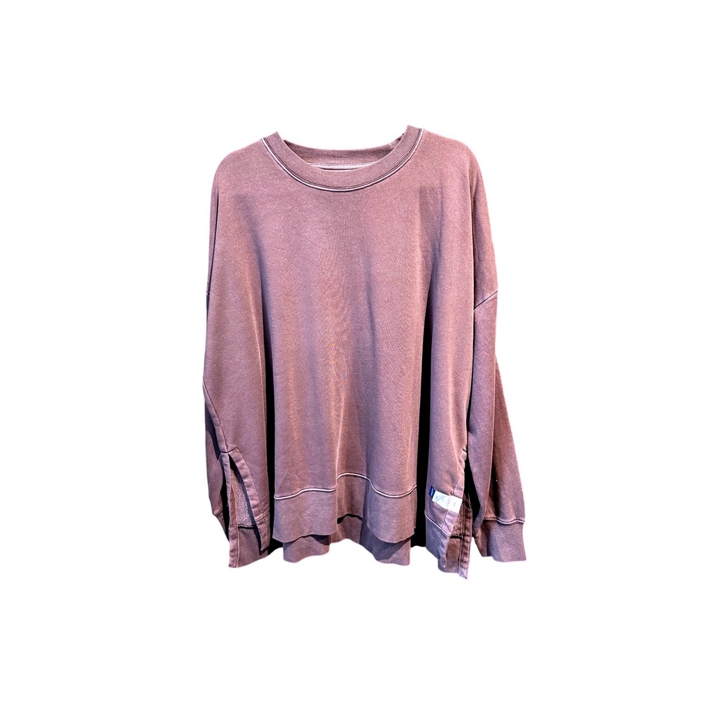 Arizona Jean Co Womens XXL Mauve Purple Oversized Fleece Sweatshirt Side Slits